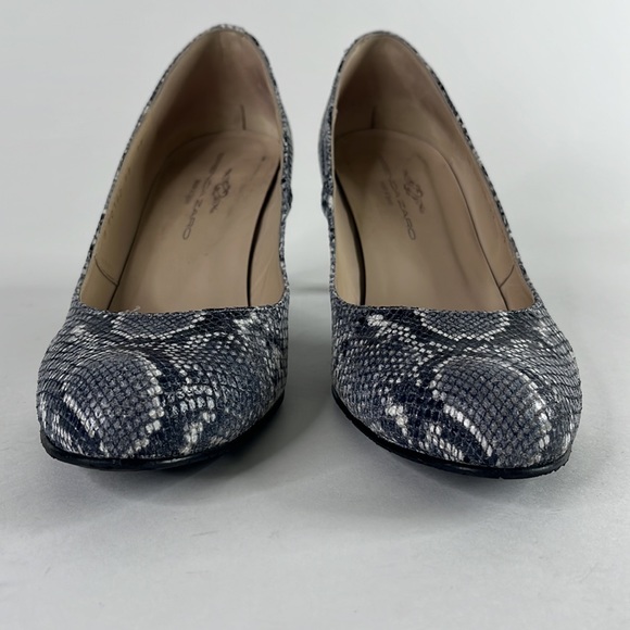 BRENDA ZARO BURGANDY SUEDE PYTHON PRINT HEELS MADE IN SPAIN - Picture 3 of 10